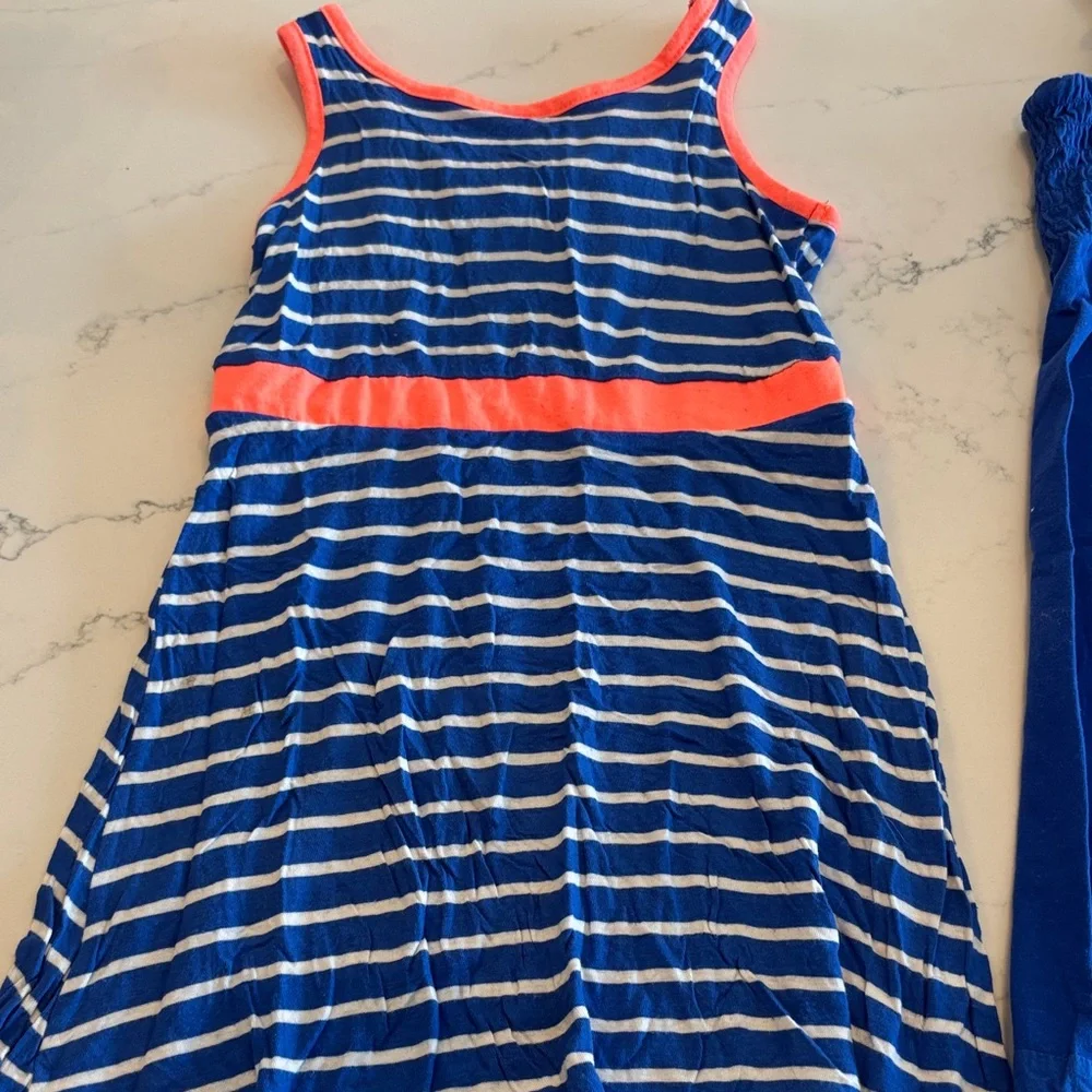 Charming Blue and White Striped Kids Dress Set
